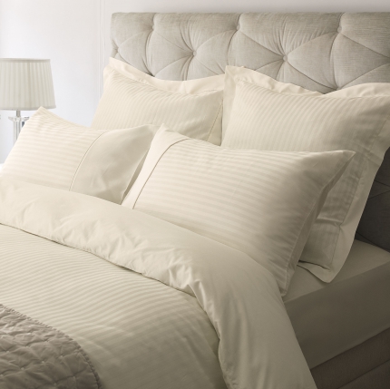 Shalford Satin Stripe Cream Cotton Duvet Cover
