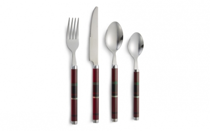 16 Piece Tartan Check Cutlery Set