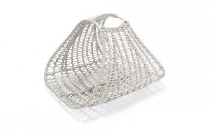 White Wash Rattan Round Handle Basket