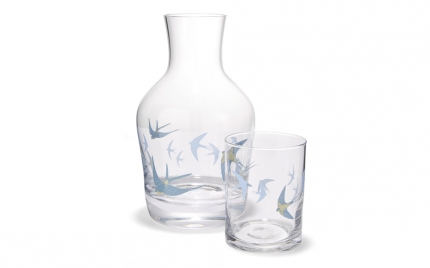Blue Birds Carafe and Tumbler