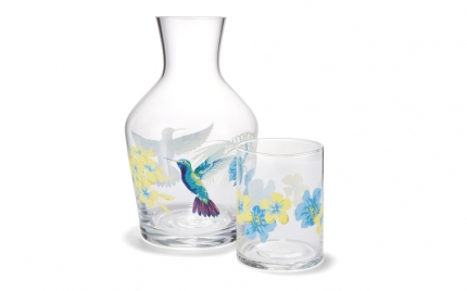 Orchid Floral Carafe and Tumbler
