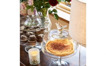 Glass Cake Stand with Bird