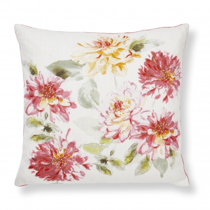 Dahlia Parade Beaded Pink Grapefruit Cushion