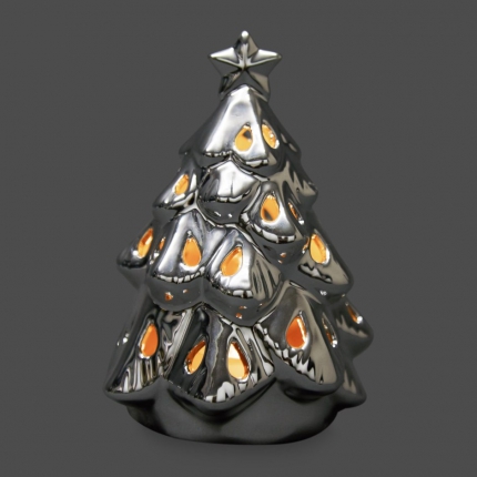 Lit LED Mini Christmas Tree Silver