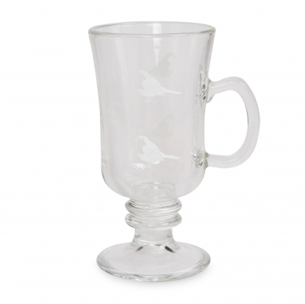 Robin Mulled Wine Glass Etched