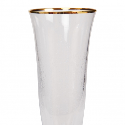 Etched Champagne Flute With Gold Effect Rim