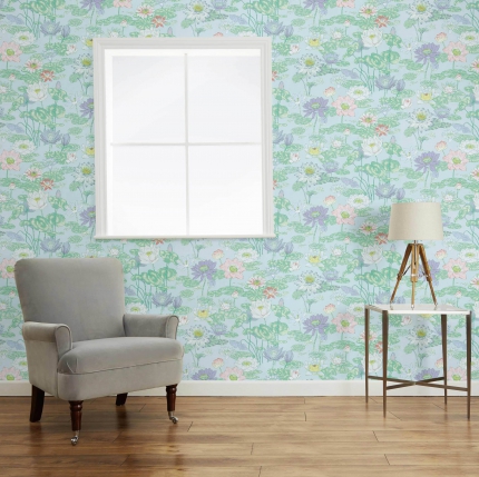 WATERLILIES PALE IRIS WALLPAPER