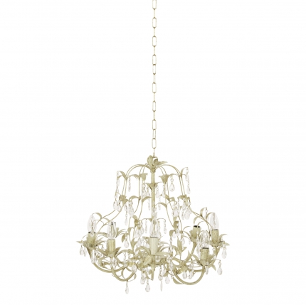 Lavenham Cream and Clear Glass 8 Light Chandelier