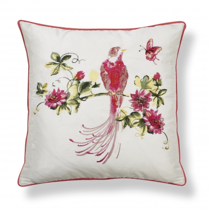 Harewood Embroidered Pink Grapefruit Cushion