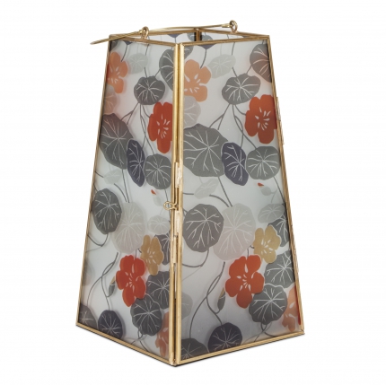 Floral Print Glass Lantern